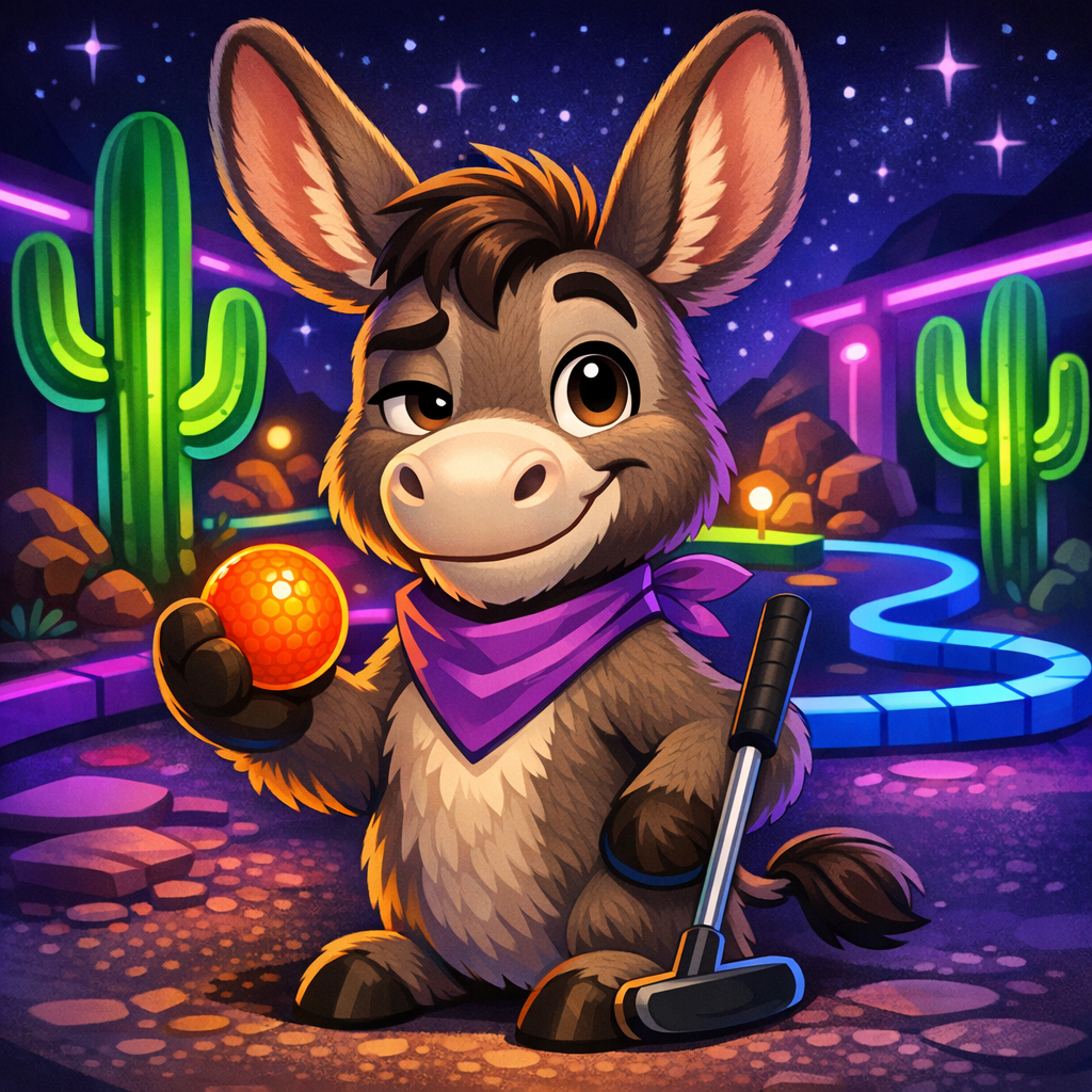 Barry the Burro inside Out West Glow Golf